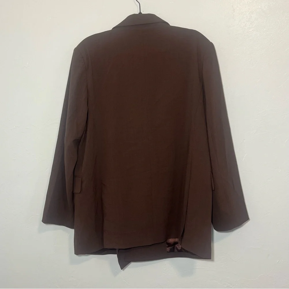 Bardot Oversized Double Breasted Blazer NWOT Chocolate Brown Medium - Picture 7 of 12
